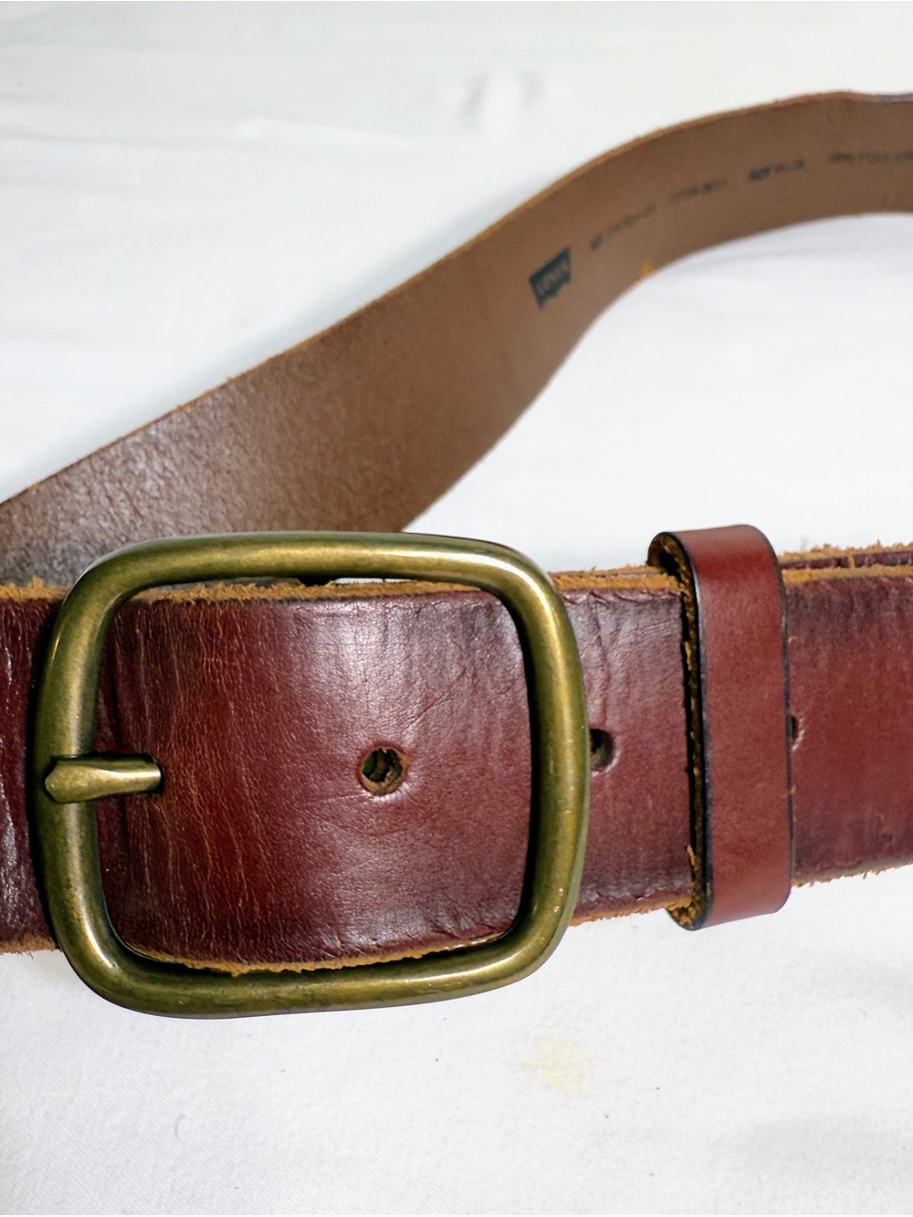 Levi’s Brown Full Grain Leather Belt Brass Buckle Size 38/95